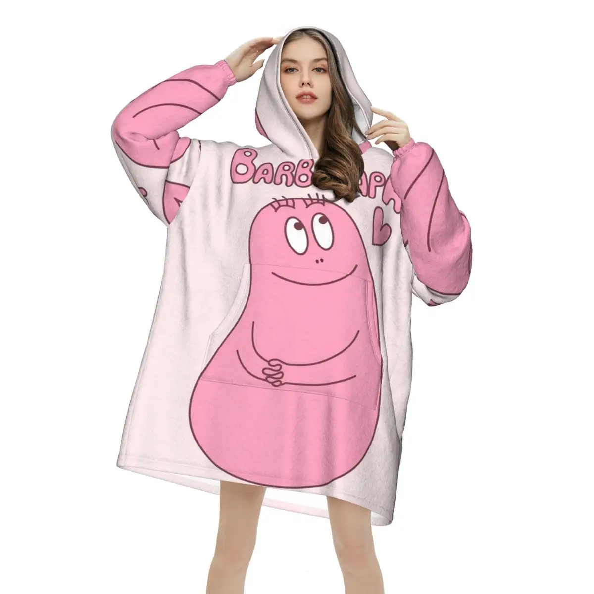 

Негабаритное носимое одеяло Kawaii Barbapapa с героями мультфильмов, подарки для женщин и мужчин, ультрамягкие плюшевые теплые толстовки, одеяла с карманом