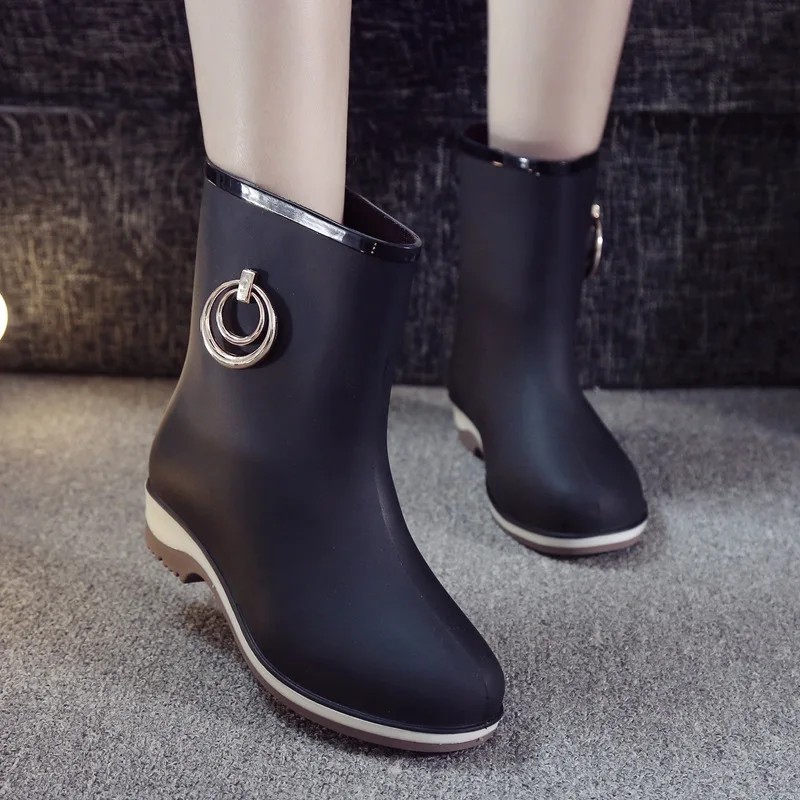 2021 New Short Women Rubber Boots Ankle Rain Boots Fall Autumn Rain Day Waterproof Woman Shoes