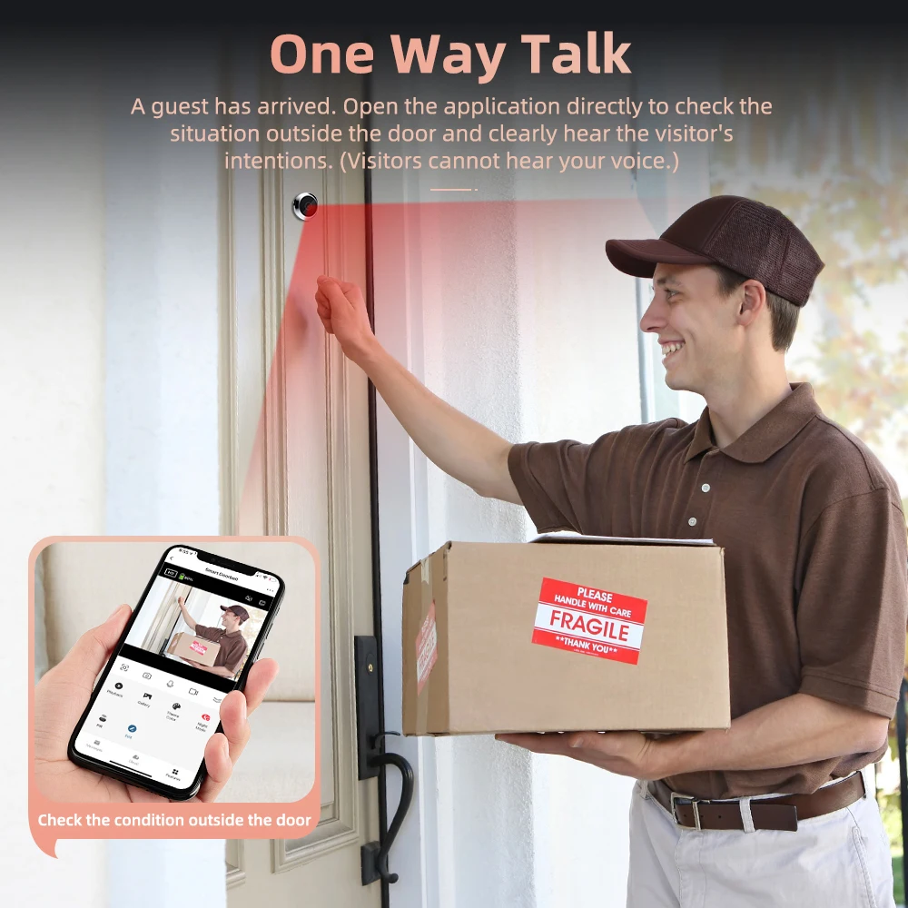 Hollarm Tuya Smart Door Peephole Camera 4.3Inch WiFi Digital Video Doorbell Home Security PIR Night Vision Motion Detection