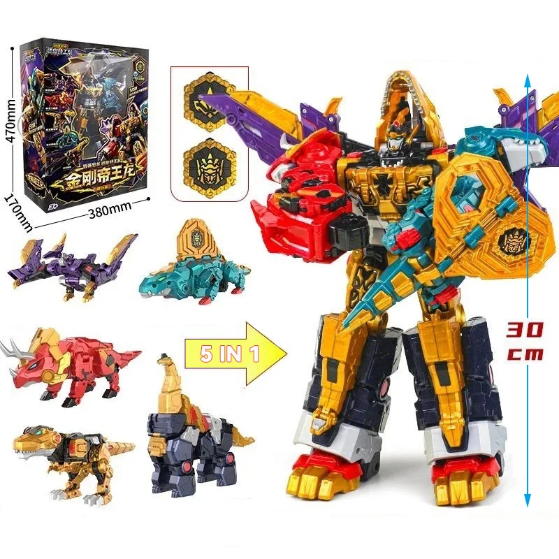 Nuevo Mini Force 8 guerrero dinoide Tiranosaurio Rex Battle King transformador combinado Mecha Robot figuras de acción juguetes de deformación