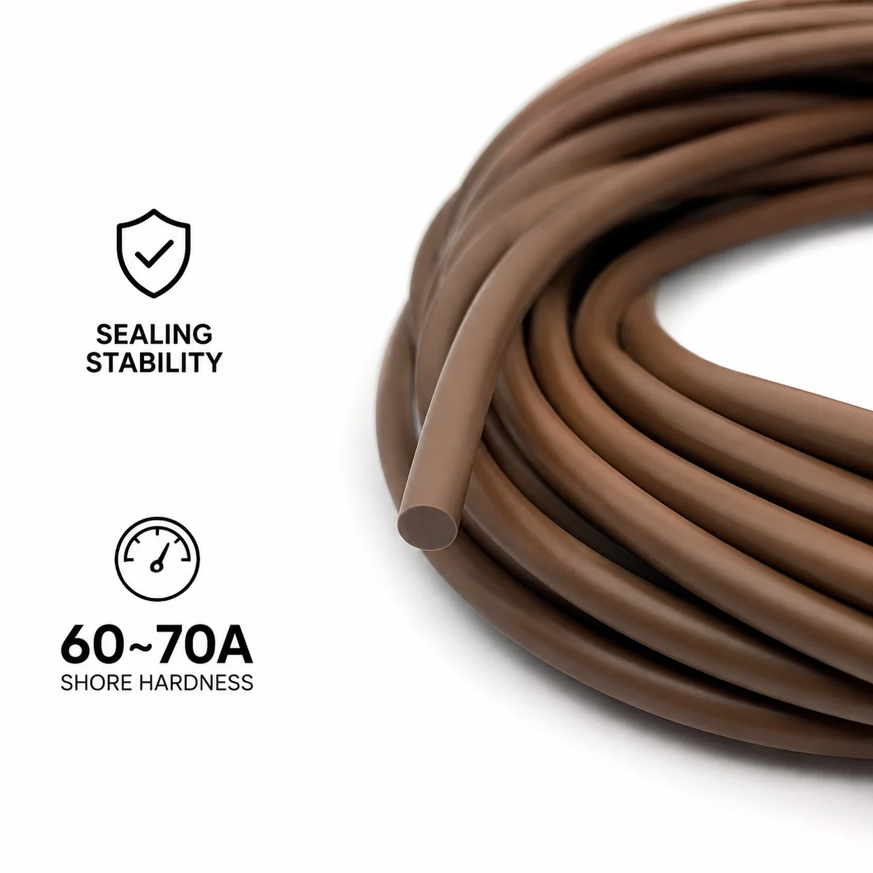 Brown FKM Sealing Strip With A Diameter Of 1.5‑10mm, Dust‑Proof Buffer Seal For Precision Experimental Instruments