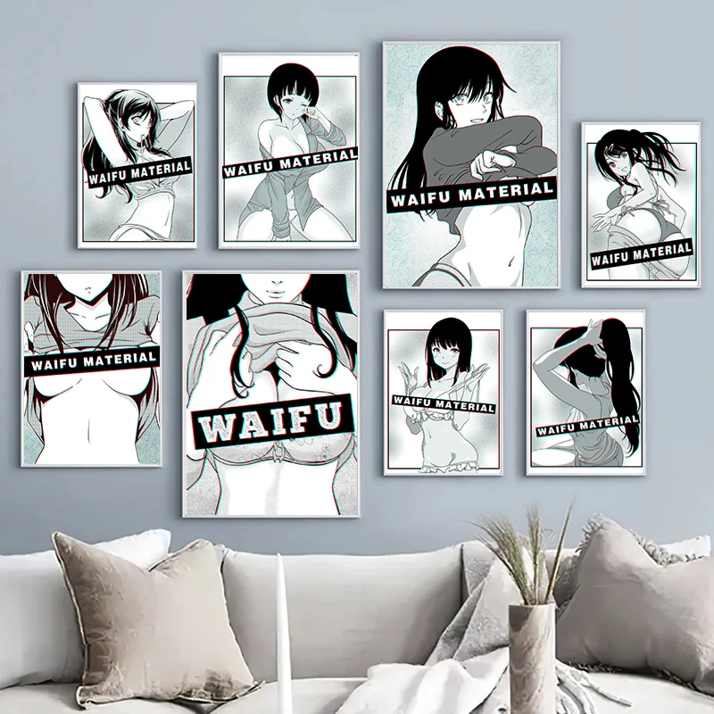 

Sexy Girl Waifu Material Anime Poster Canvas Painting Abstract Manga Cartoon Wall Art Picture For Living Room Home Decoration