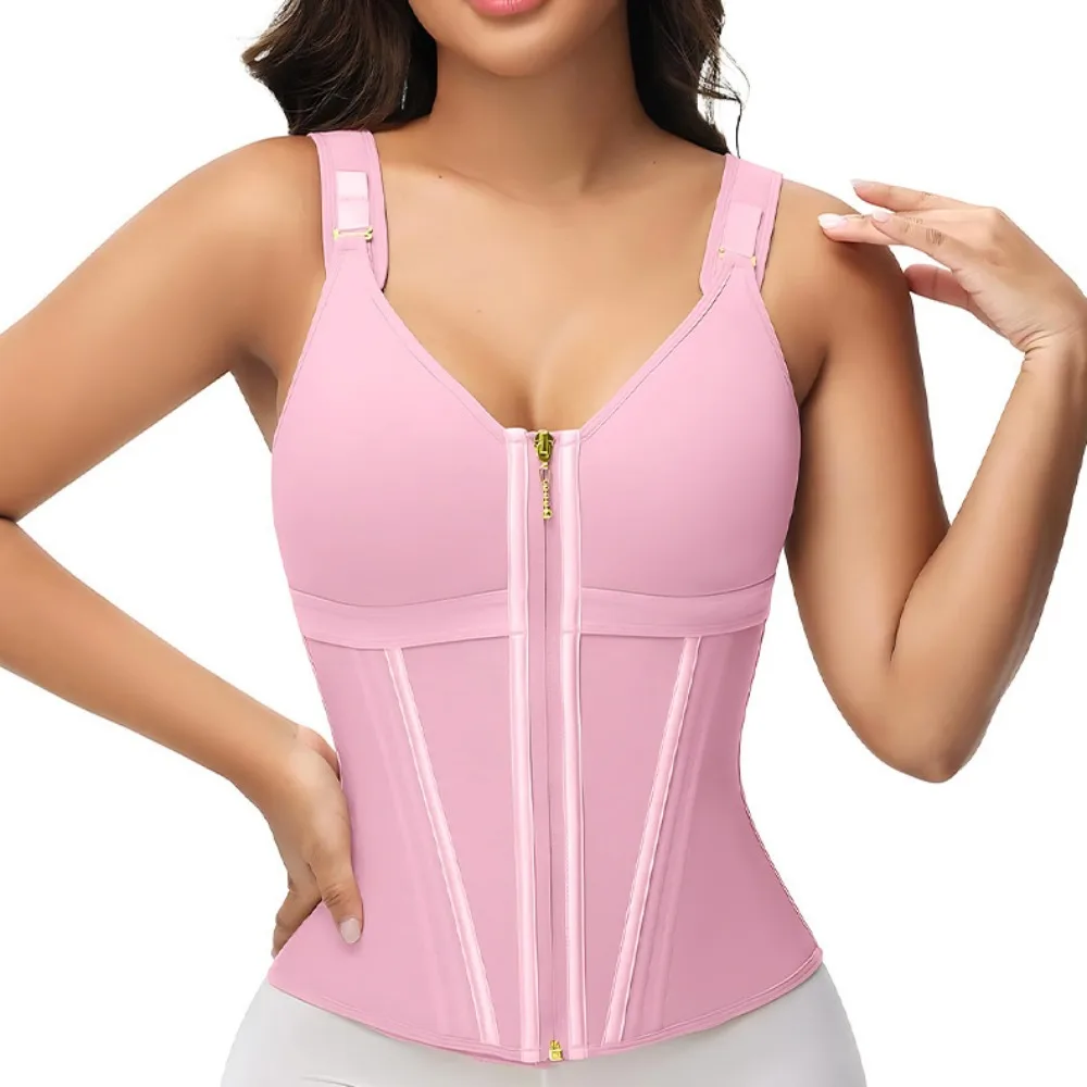 

Прочный компрессионный жилет из спандекса, бюстгальтер черного телесного цвета, розовый S/M/L, тонкий формирователь тела, регулируемая поддержка спины, тренажерный зал