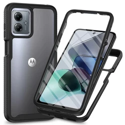for Moto G54 5G Shockproof Clear Case Built in Screen Protector Full Body Rugged Defender Cover for Motorola G14 Case, G84 Cases