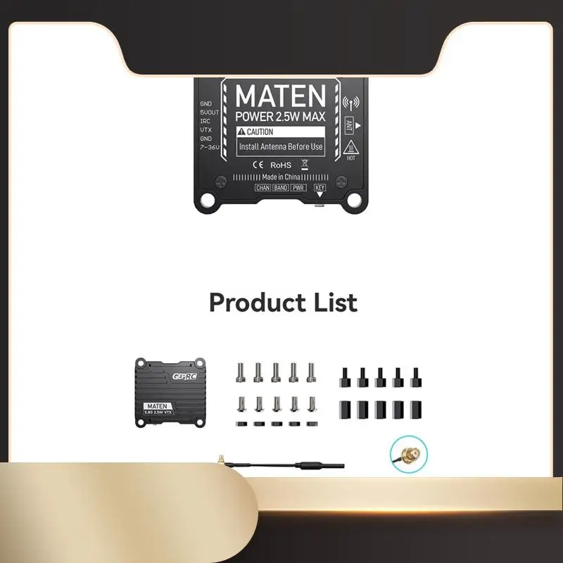 

MATEN 5.8G 2.5W VTX 72CH FPV Video Transmitter Built-In Mic Adjustable FPV VTX For FPV Long Range Racing Drone-N36R
