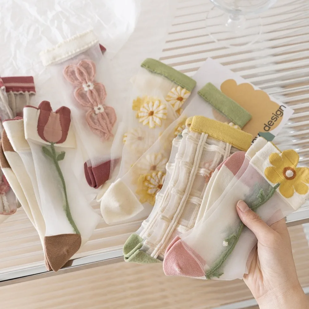 

Модные ультратонкие шелковые носки с кристаллами, дышащие прозрачные женские носки, прозрачные кружевные носки, летние