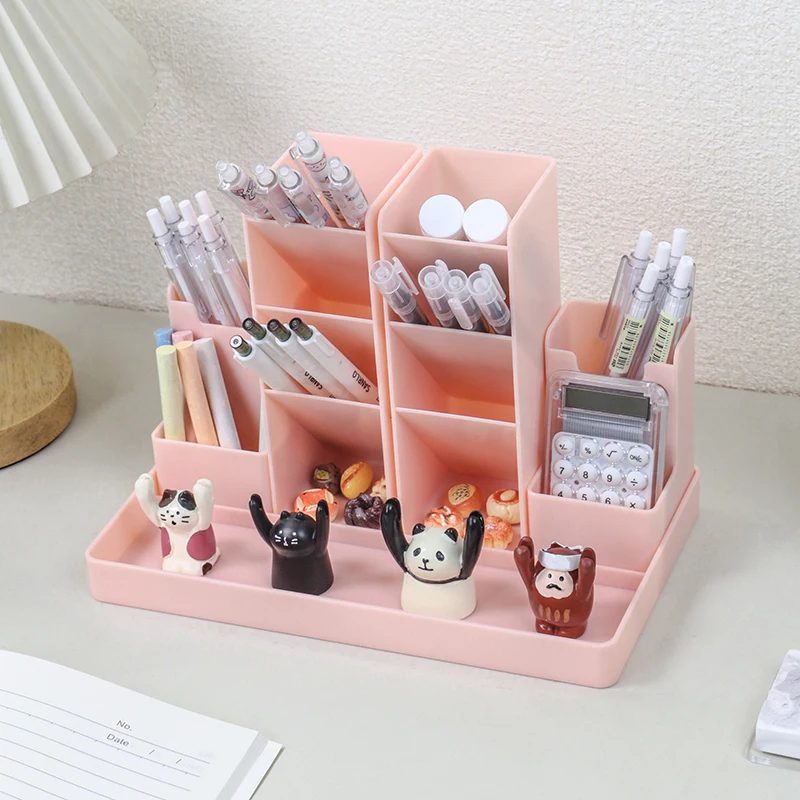 Multifunctional Plastic Pen Holder – Frosted Finish for Better Texture,Desk Organizer for Pens, Pencils & Markers