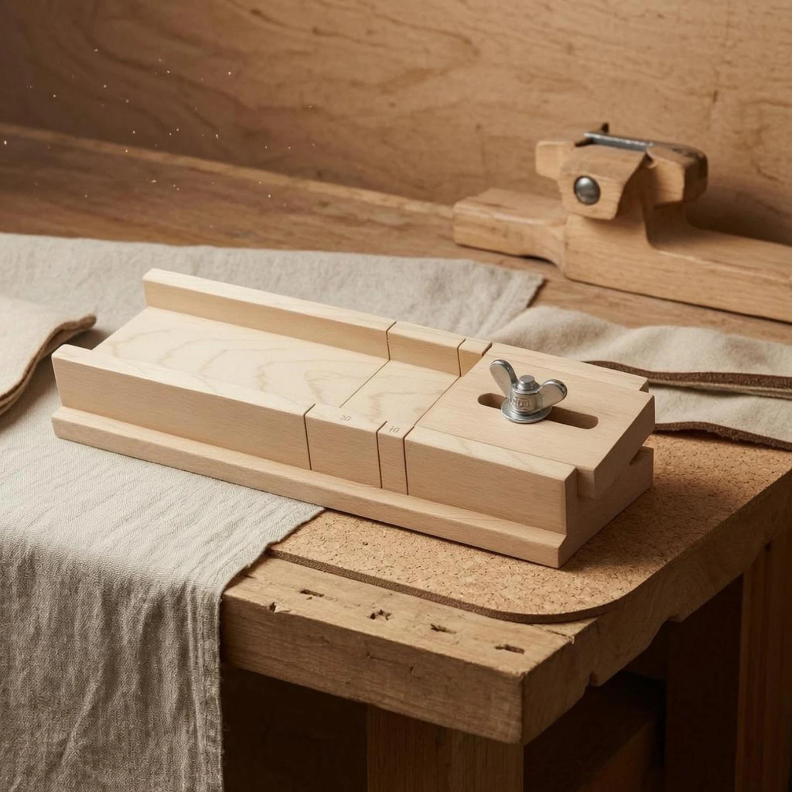 Wood Cutting Guide Box Parallel Slots Slot-Cutting Guide Box Tool Accessory Wing Nut Clamp Simple Block Design view 2