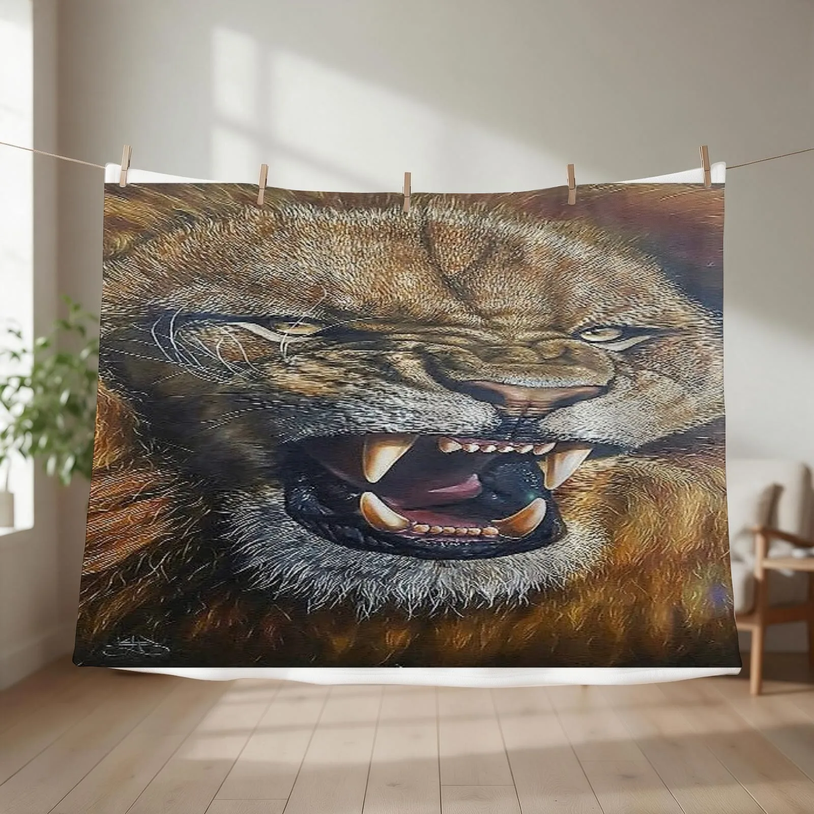 BIG LION Throw Blanket Luxury Hair Giant Sofa Summer Blankets