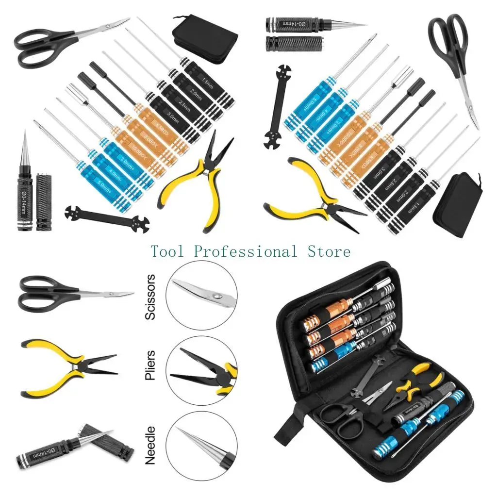 

57QF 14 Piece Multipurpose High Accuracy Screwdriver Collection With Ergonomic Grip For Aerospace Models And Gadgets