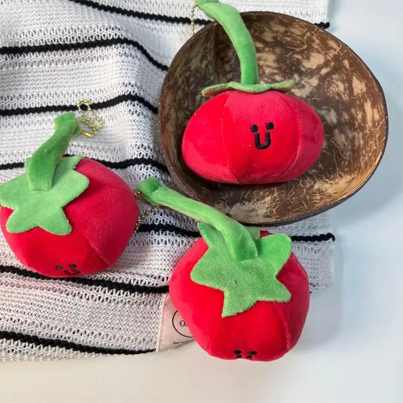 1/2 قطعة لطيف مضحك الطماطم الفاكهة أفخم دمية دمية محشوة المفاتيح قلادة حقيبة شنق سحر ديكور عيد ميلاد مكافأة هدية زوجين كيرينغ