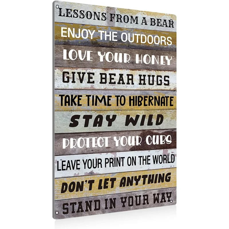 

Rural bear suggestion sign home decoration iron sheet painting