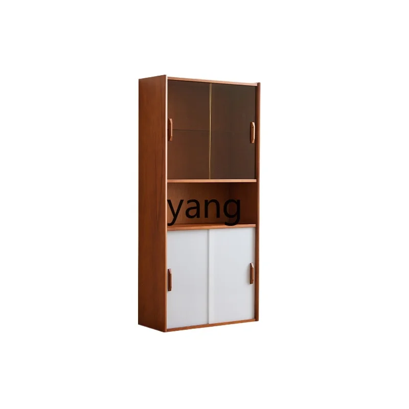 

ZJJ medieval style solid wood with glass door dining side cabinet small apartment living room home display cabinet