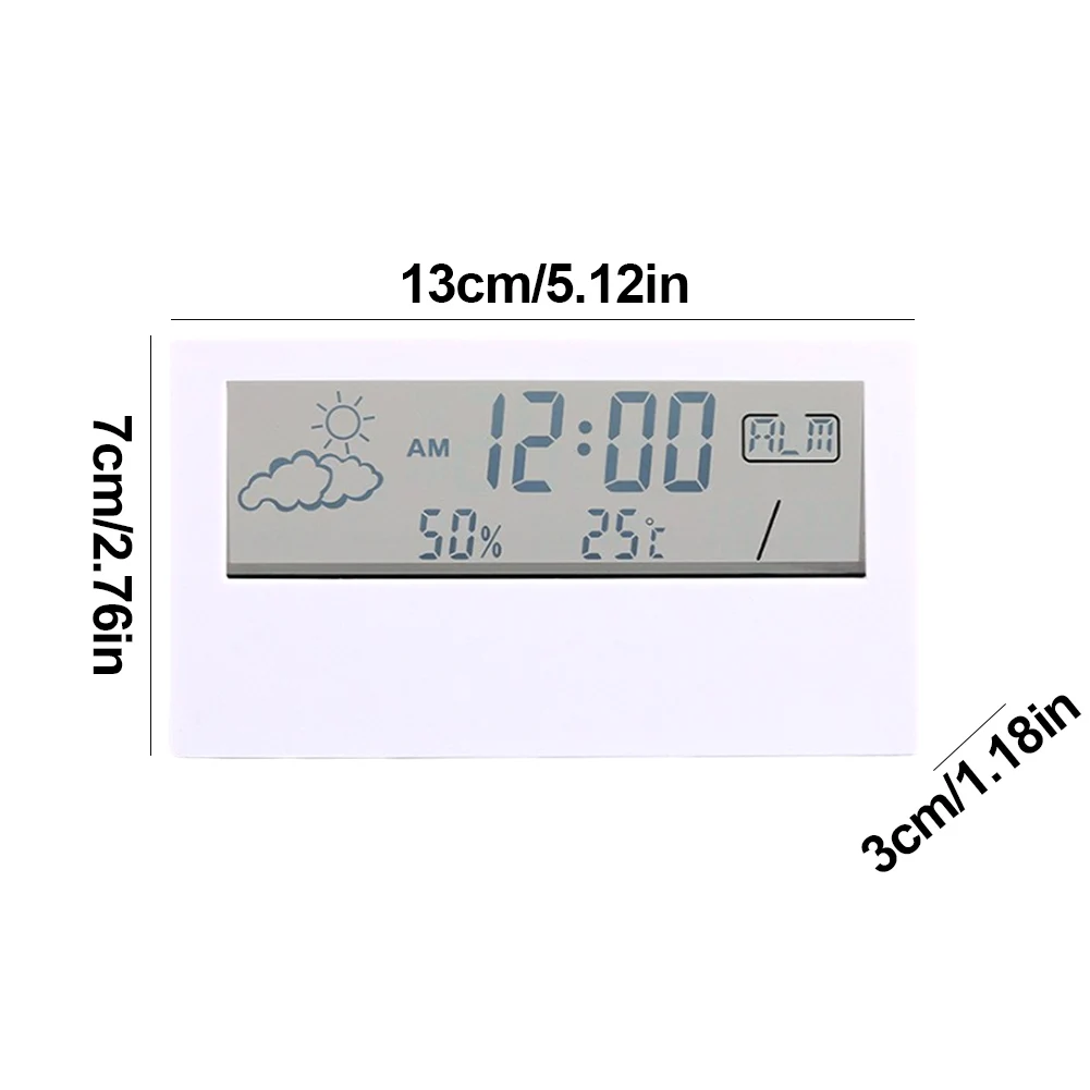 Thermo-Hygrometer Clock Battery Operated Electric Desk Alarm Clock Digital Temperature Humidity Meter Modern Home /Office Watch