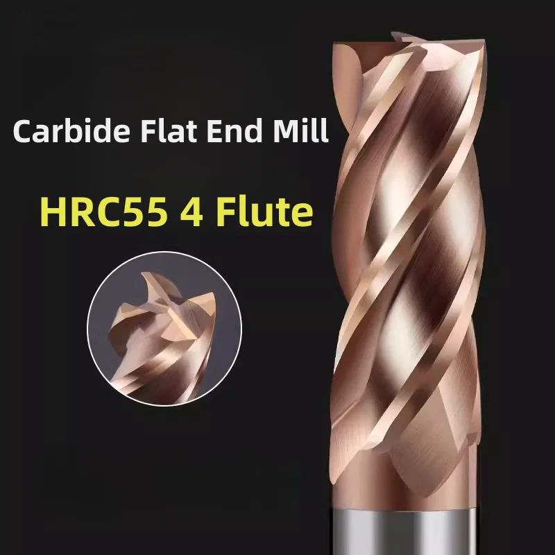 HRC55 4 Flute End Mill Nano Coating Tungsten carbide milling cutter CNC Router Bits 5x13x6x50 7x20x8x60 6x24x6x75 20x90x20x200