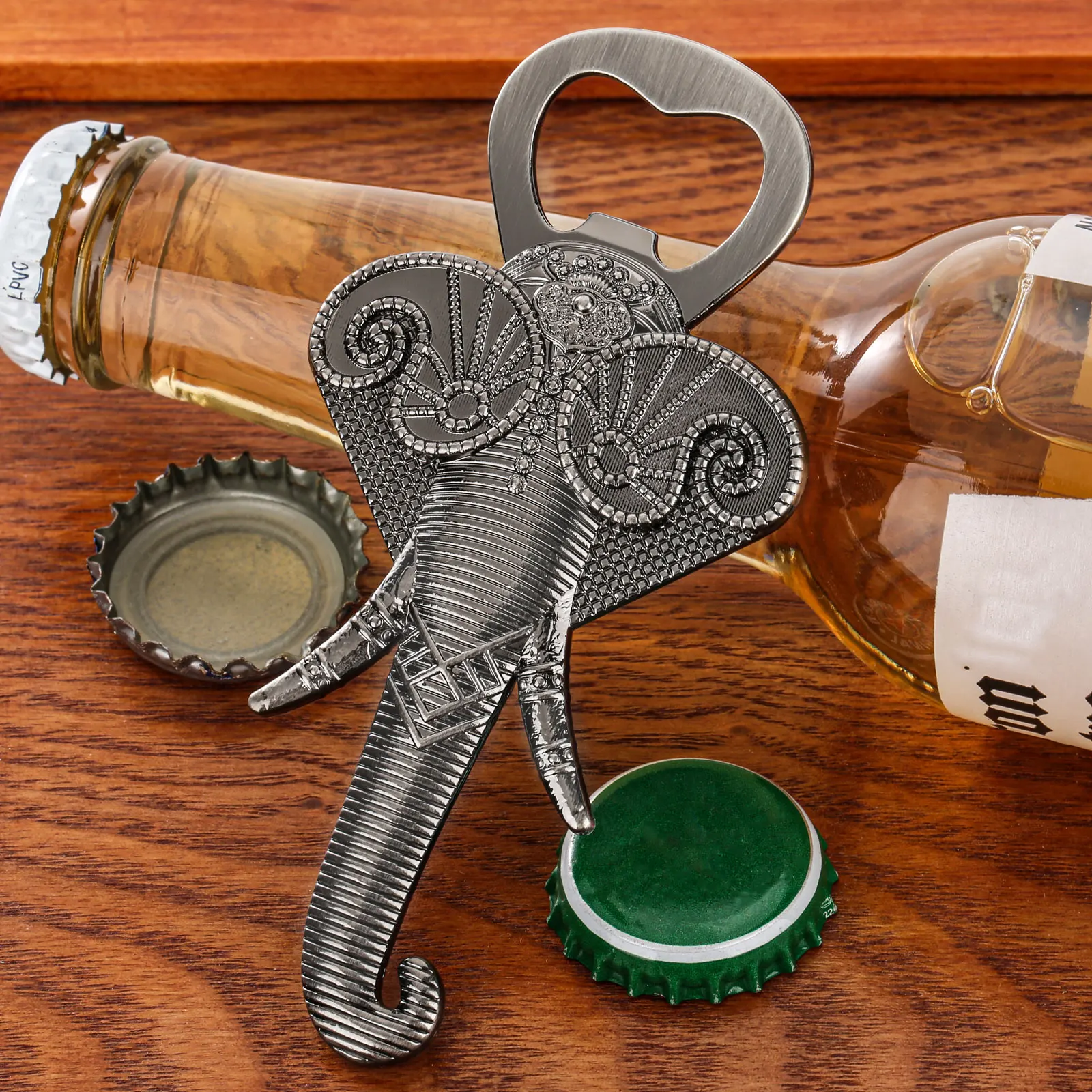 LKKCHER Elephant Nose Corkscrew for Men Creativity Elephant Beer Bottle Opener with Gift Box for Women Kitchen Bar Accessories