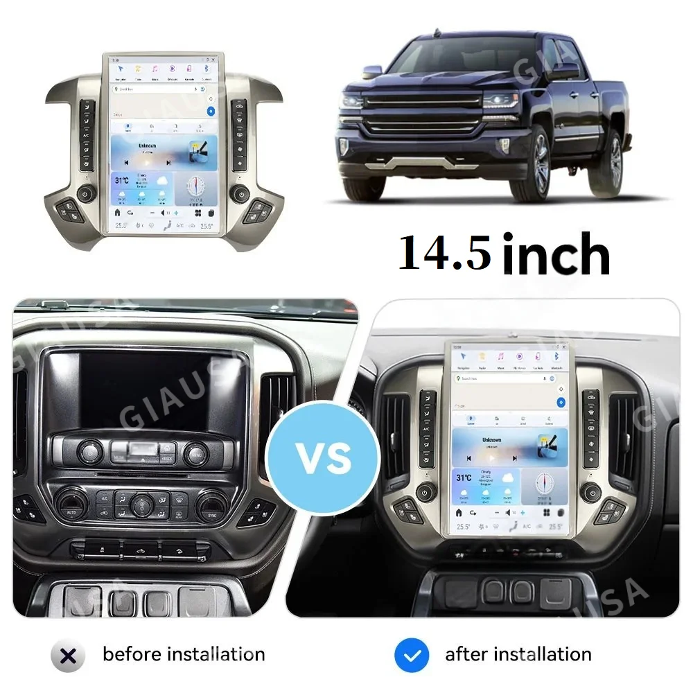 

14.5" Android For Chevrolet GMC Silverado 2013 2014 2015 2016 2017 2018 2019 Car Radio Stereo Qualcomm Screen GPS Navigation