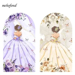 Mehofond Custom 2-Sided Quinceanera Sweet 15th Butterfly Girl Birthday Party Cover Chiara Arch Background Decor Backdrop Photo