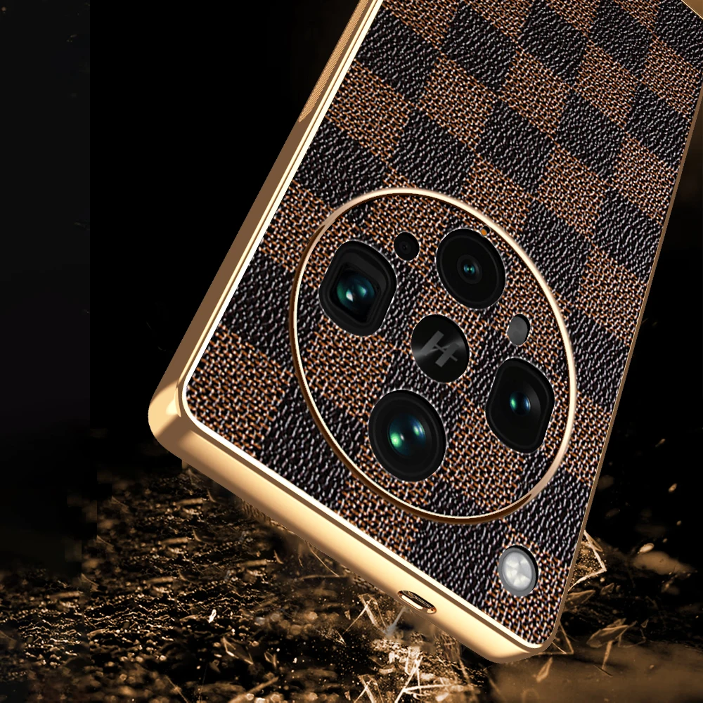 Высококачественный деловой кожаный чехол для Oppo Find X8 X7 Pro Ultra S S + с леопардовым узором в шахматном порядке, противоударный защитный чехол из ТПУ