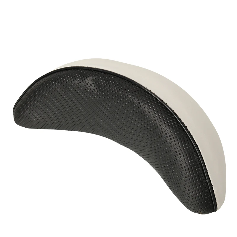 مسند ظهر عالمي للسيارة الكهربائية على شكل هلال منحني على شكل قمر وسادة مسند ظهر من الجلد الأبيض والقطن #4