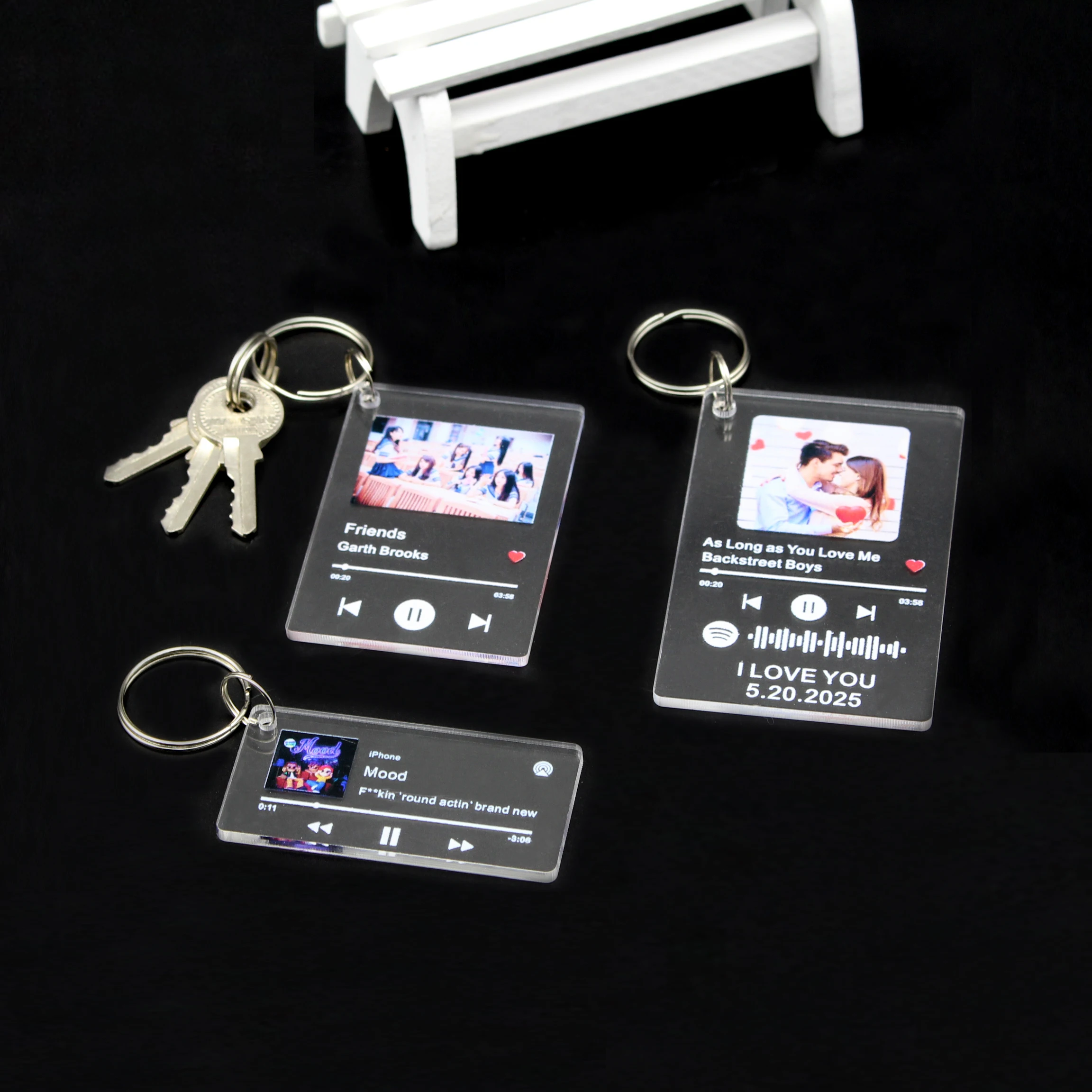 Custom Personalized Acrylic Spotify Keychain Scan Code Music Song Singer Name Album Cover Custom Keyring Women Men Photo Gifts