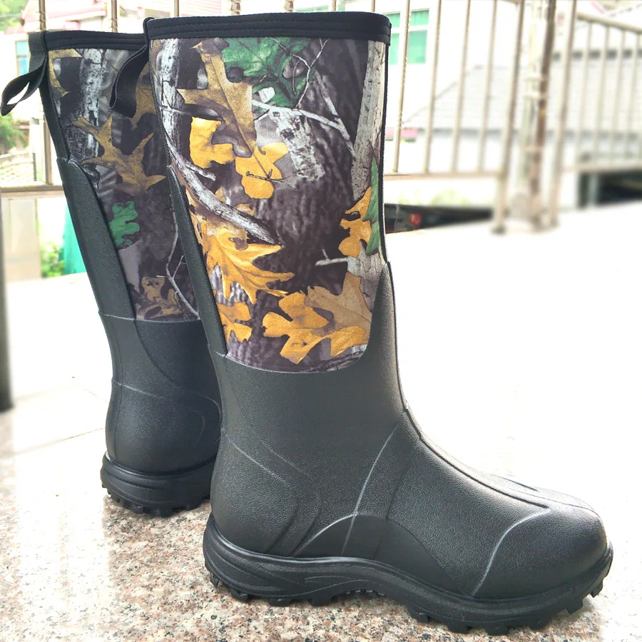 Maple Leaves Bionic Camouflage Hunting Fishing High Boots Anti-Slip Car Washing Boots Jungle Sports Winter Keep Warm Snow Shoes