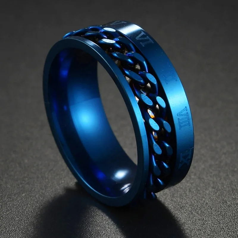 Fashion New 8mm Simple Men Ring Smooth Stainless Steel Blue Charms Rings Women\'s Couple Jewelry Gift Dropshipping