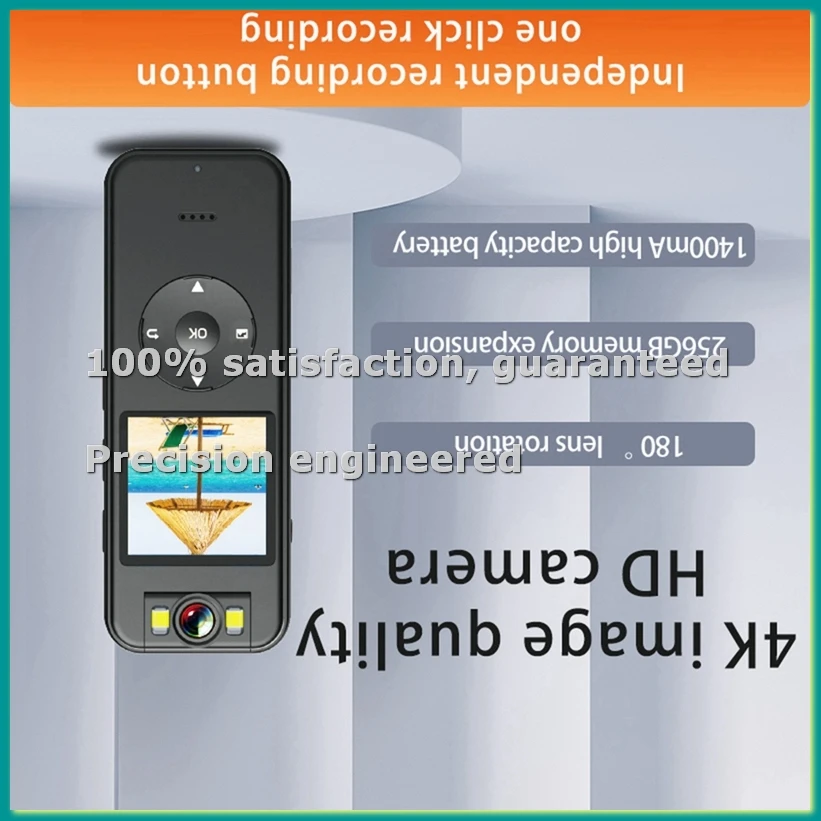 

Мини-камера 4K с Wi-Fi и IPS-экраном, носимая Full HD камера-видеорегистратор с креплением на пояс, карманная камера-видеорегистратор с картой памяти 64 ГБ - TCES