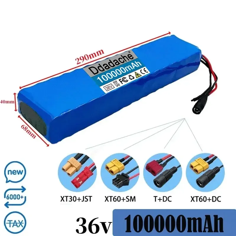 Ddadache 36V 100ah 18650 Lithium Battery 10s3p 100000mah 1000w 42V Electric Scooter Power Battery with Battery Pack