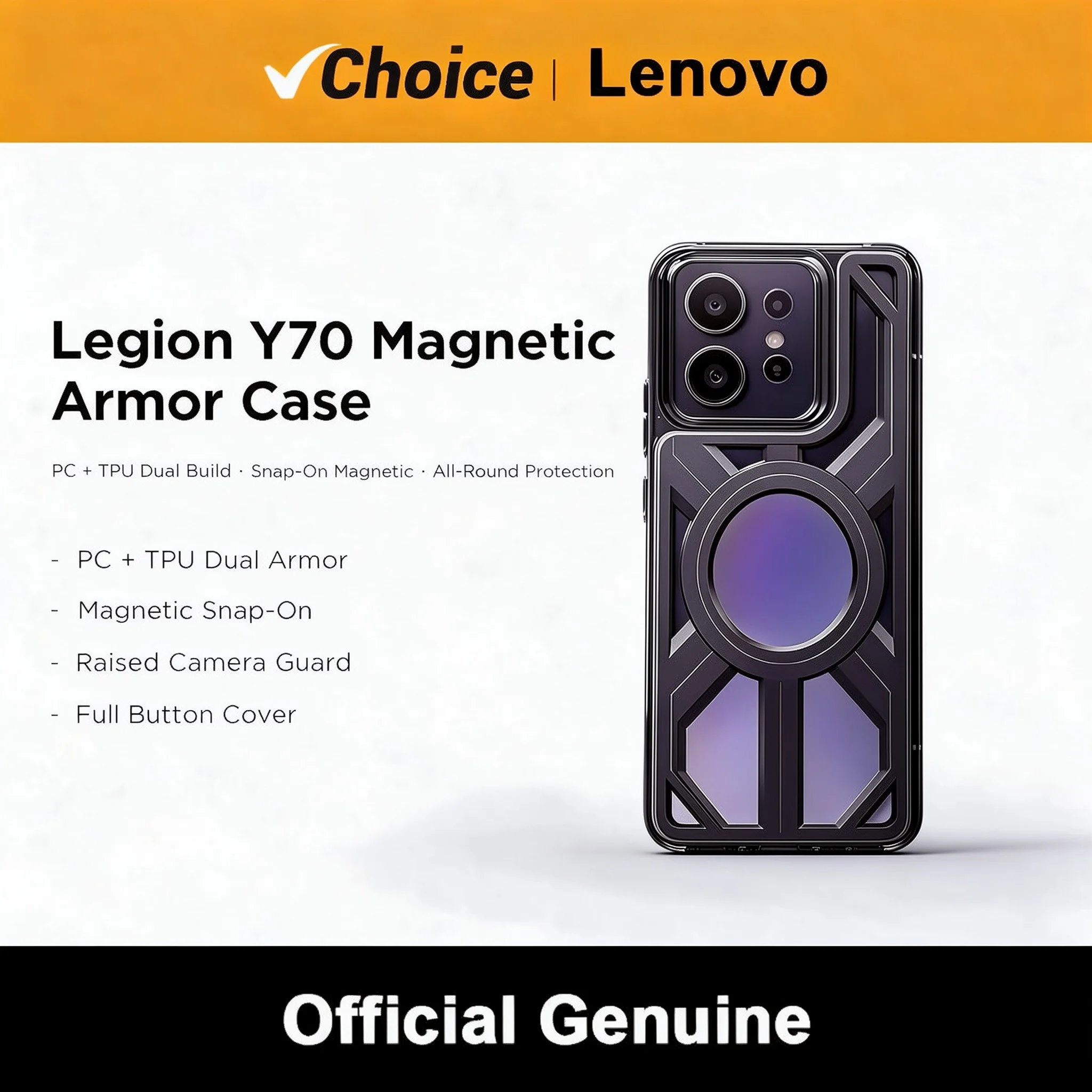 Lenovo Legion Magnetic Phone Case & Cooler Set Snap-On Semiconductor RGB Turbo Cooling PC TPU Armor Dual Protection Gaming Combo