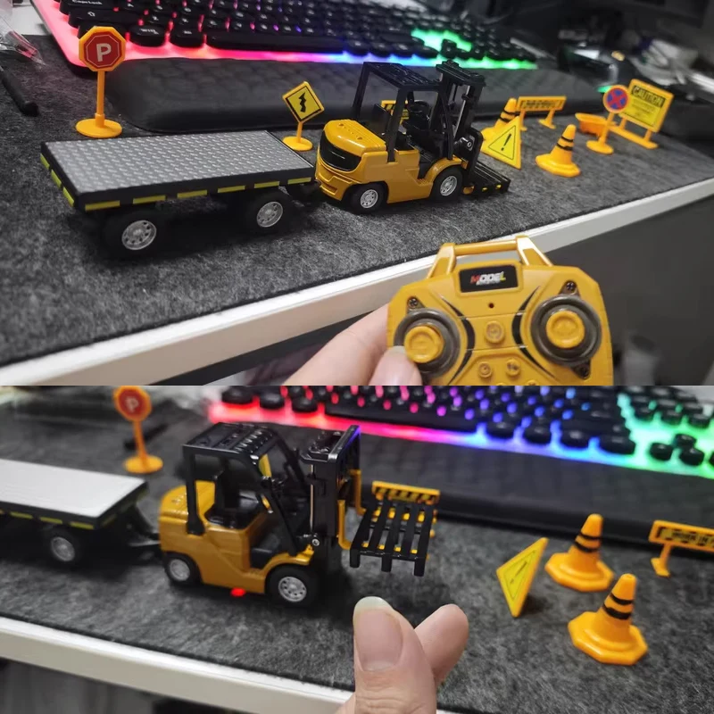 1:64 نسبة كاملة سبيكة التحكم عن بعد رافعة شوكية مع البليت 2.4 جرام لعبة ممتعة لعبة سطح المكتب الصغيرة هدية عيد ميلاد للأطفال