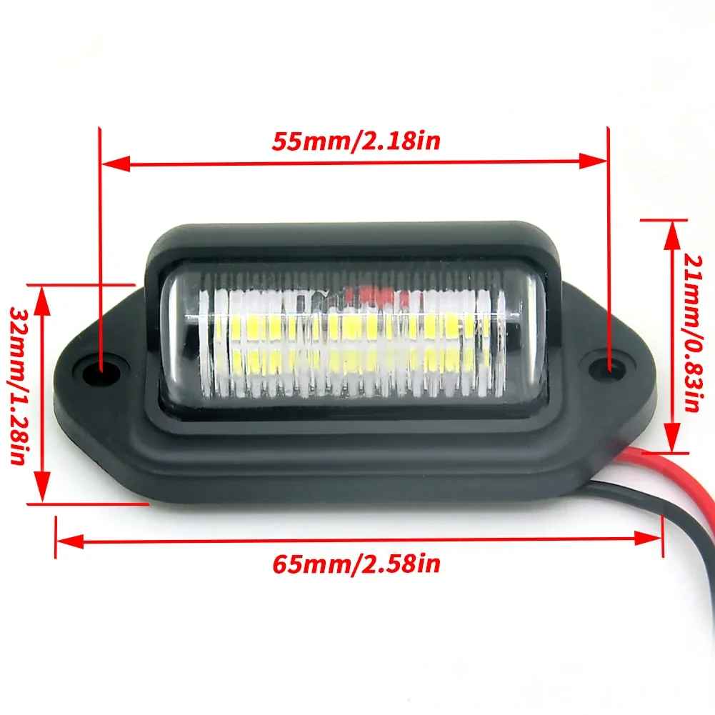 WF-2Pcs 12V 24V Trailer Truck Bus LED License Plate Lights Lorry Van Back License Lamp Tail Light