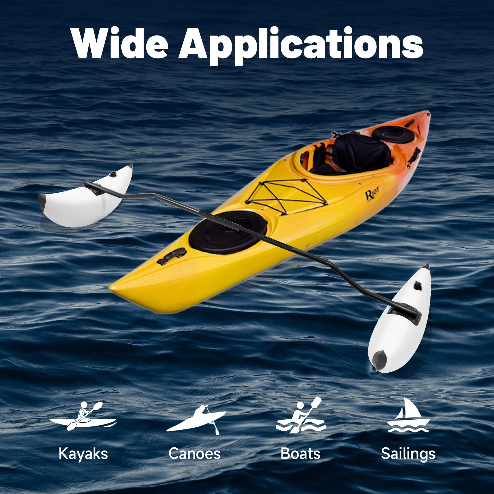 2x بولي كلوريد الفينيل نفخ مداد قوارب الكاياك قارب الصيد تعويم أنبوب استقرار عدة