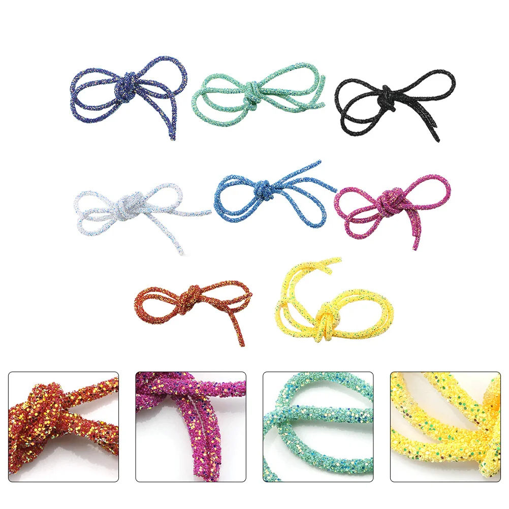 8 قطع من إكسسوارات الحبال اللامعة المزخرفة الملونة DIY لتزيين الأحذية، أحذية يدوية متعددة الأغراض