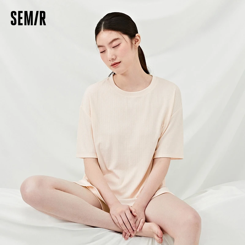 Semir Pajamas Women Summer Casual Loose Short-sleeved T-shirt and Shorts Comfortable Simple Fashion Living Suit