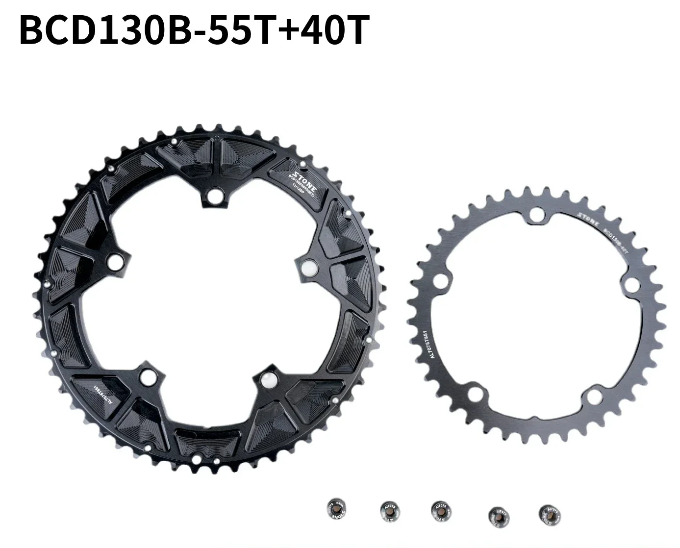 シマノ用ダブルチェーンリング,11-12スピード,130 bcd,5ボルト,53 t