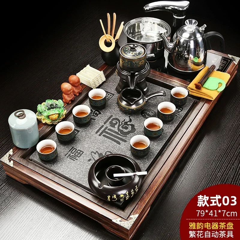 Solid Wood Tea Tray Purple Sand Kung Fu Tea Set Home  Induction Cooker Drinkware Tazas De Te Coffeeware Teawar