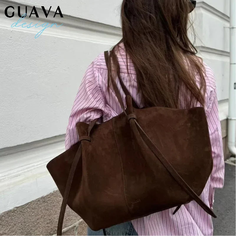 

Women's Shoulder Bag Suede Nubuck Large Capacity Hand-held Wing Tote Bag Designer Long Shoulder Strap Shopping Roomy Bags New