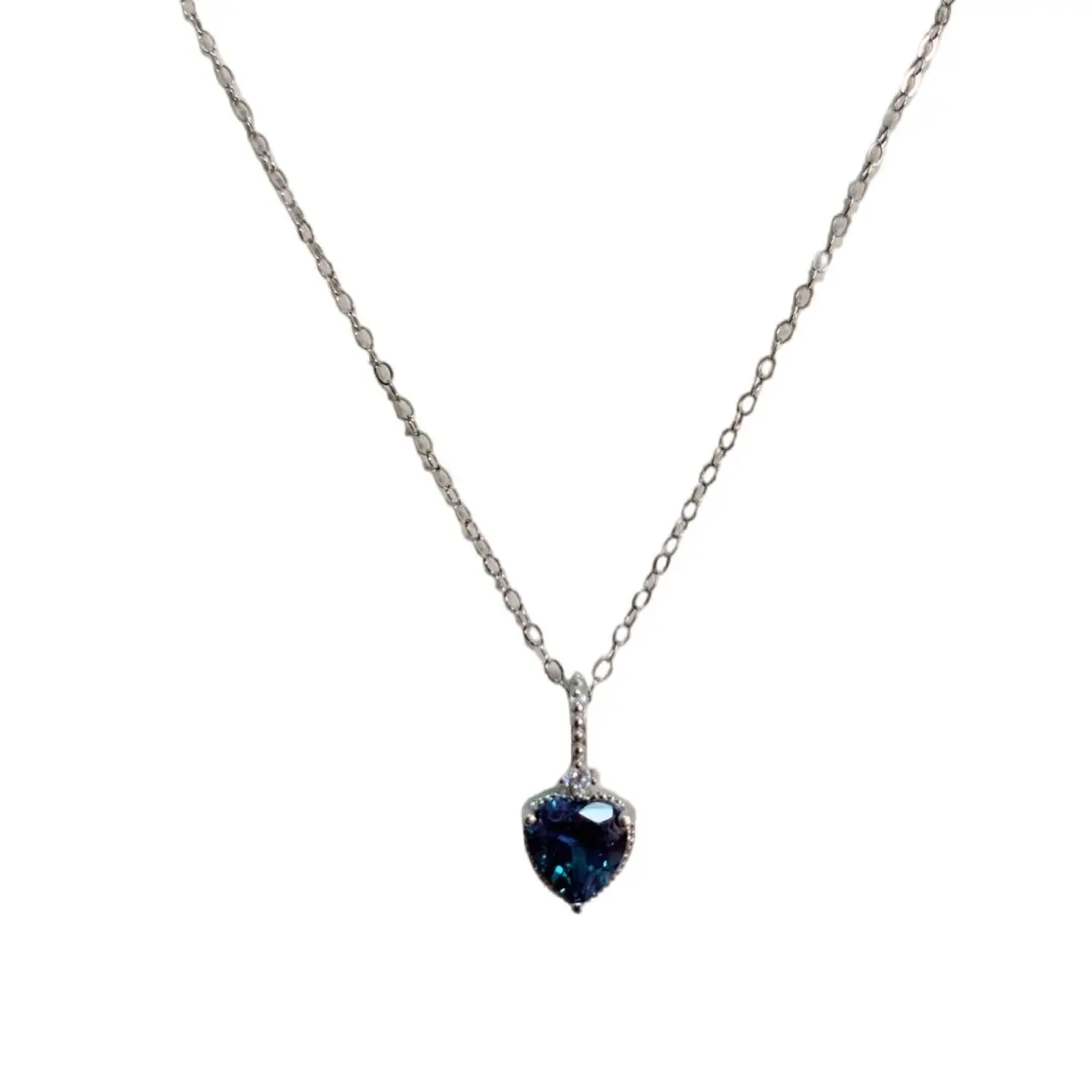 

ZECAA Alexandrite Jewelry Woman Alexandrite Pendant With Natural Heart Alexandrite Gemstone 6*6mm Silver Alexandrite Pendant