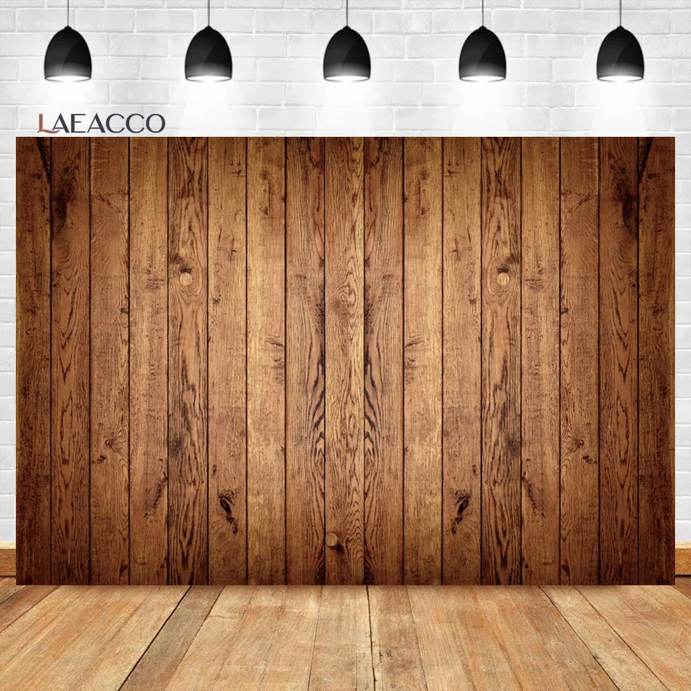 Laeacco Solid Wooden Board Photocall Photography Background Brown Plank Baby Shower Kids Adult Birthday Portrait  Photo Backdrop