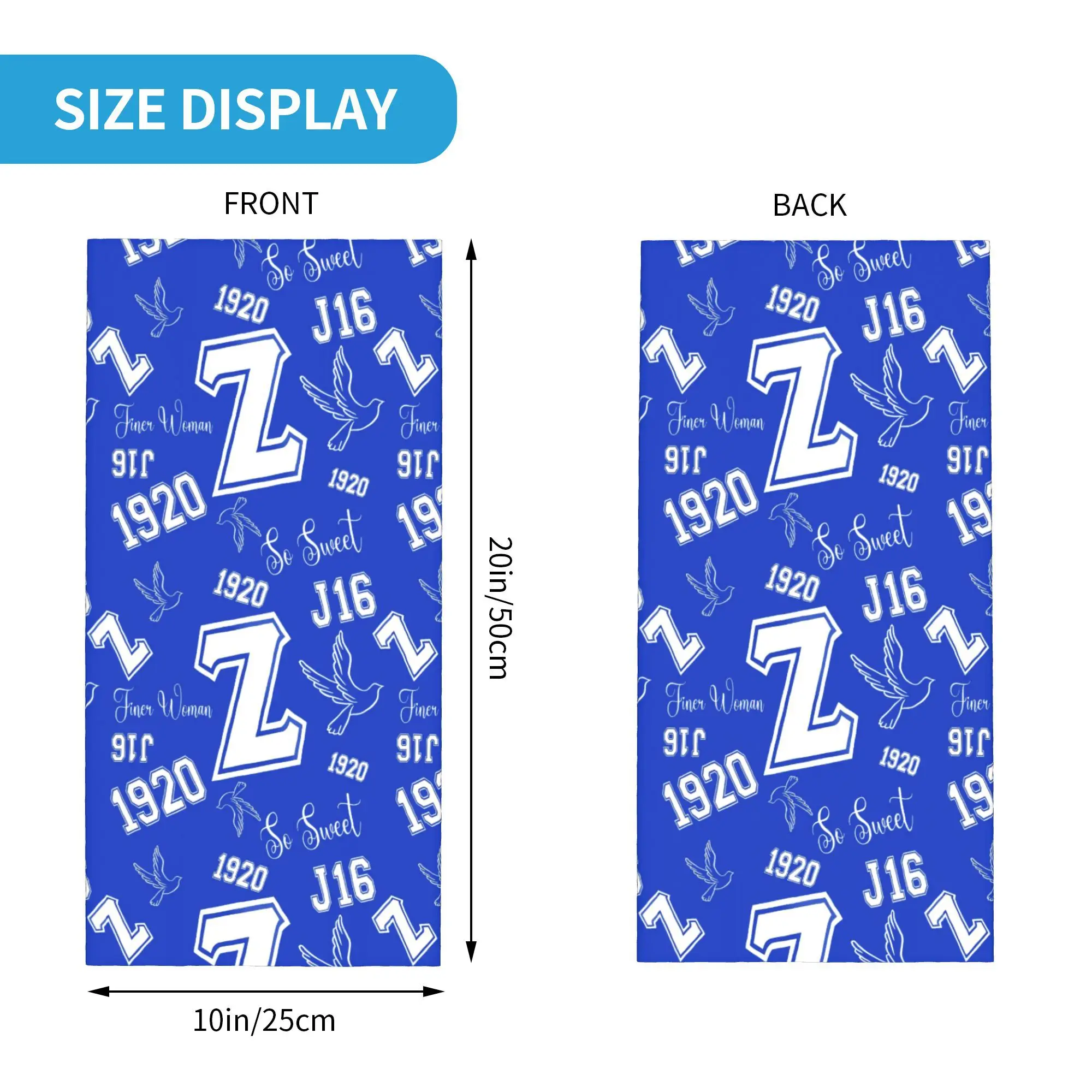 Custom Zeta Phi Beta Greek Letter Bandana Neck Warmer Women Men Winter Ski Hiking Scarf Gaiter  Face Cover