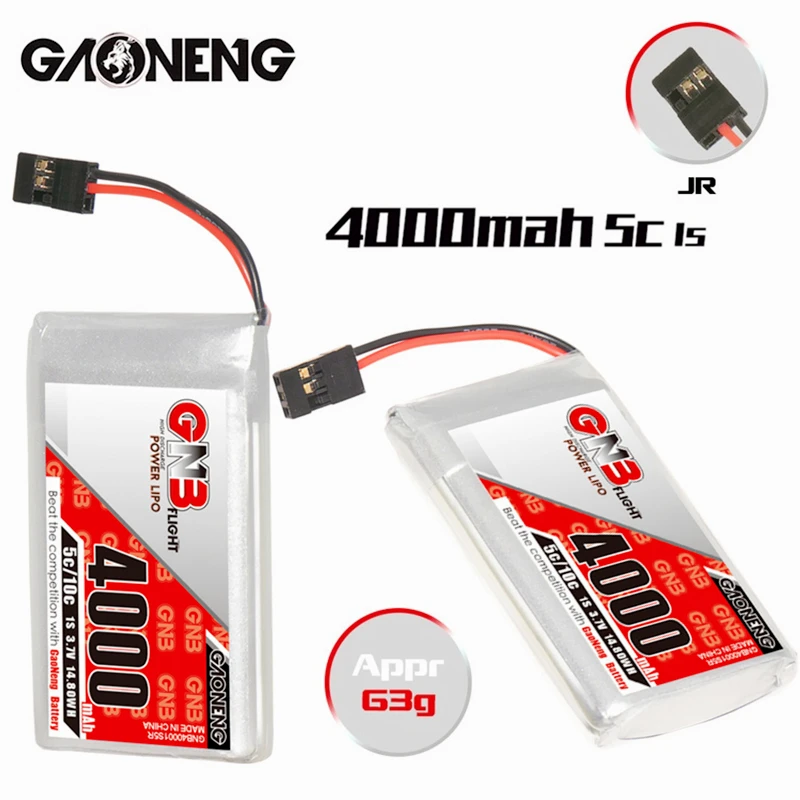 Batteria GNB MAX 10C 1S Lipo 3.7V 4000mAh con pacchetto trasmettitore spina JR per modello telecomando Sanwa M17 RC