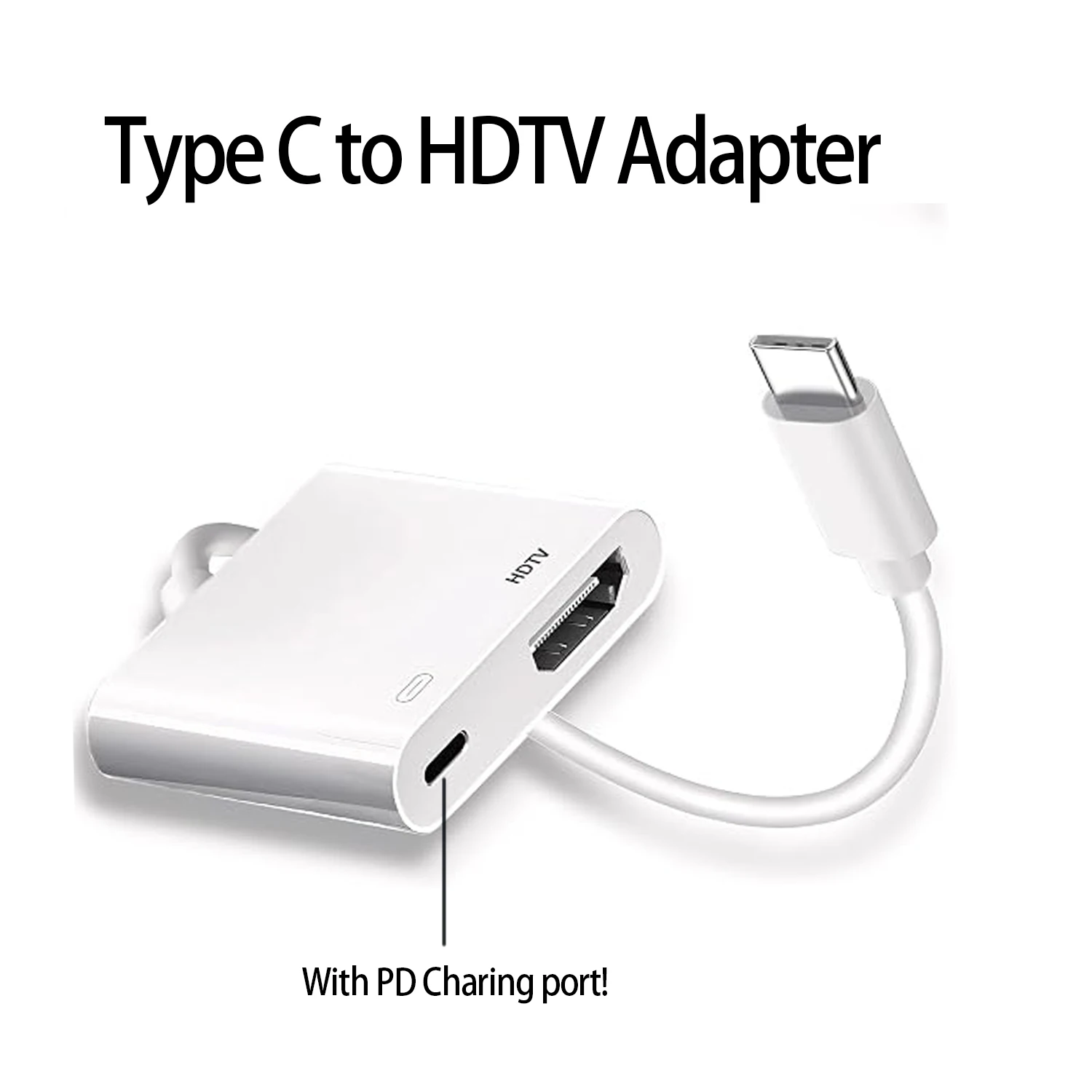 USB C to HDTV Adapter with Type C Charging Port Compatible for iPhone 17/16/15, iPad Pro/MacBook Pro to TV/Monitor/Projector