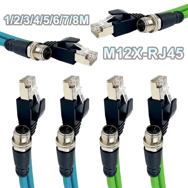 

Разъем для передачи данных Gigabit RJ45, кристаллическая вилка M12 с 1/2/3/4/5/6/7 м, 8 контактов, M12 X-типа, кодирующий провод, сетевой кабель