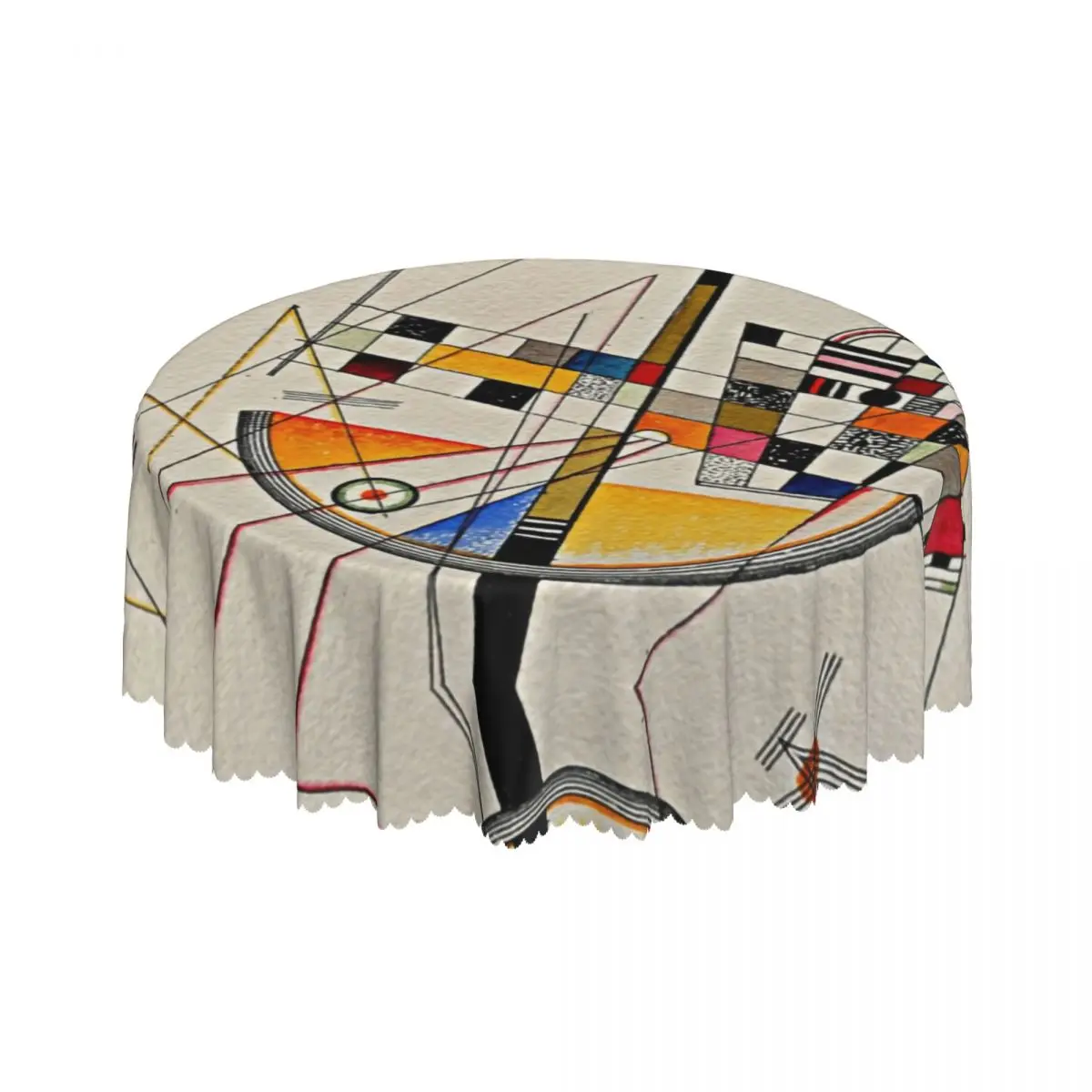 Delicate Tension By Wassily Kandinsky Round Tablecloths 60 Inches Abstract Art Table Cover for Parties Table Cloth