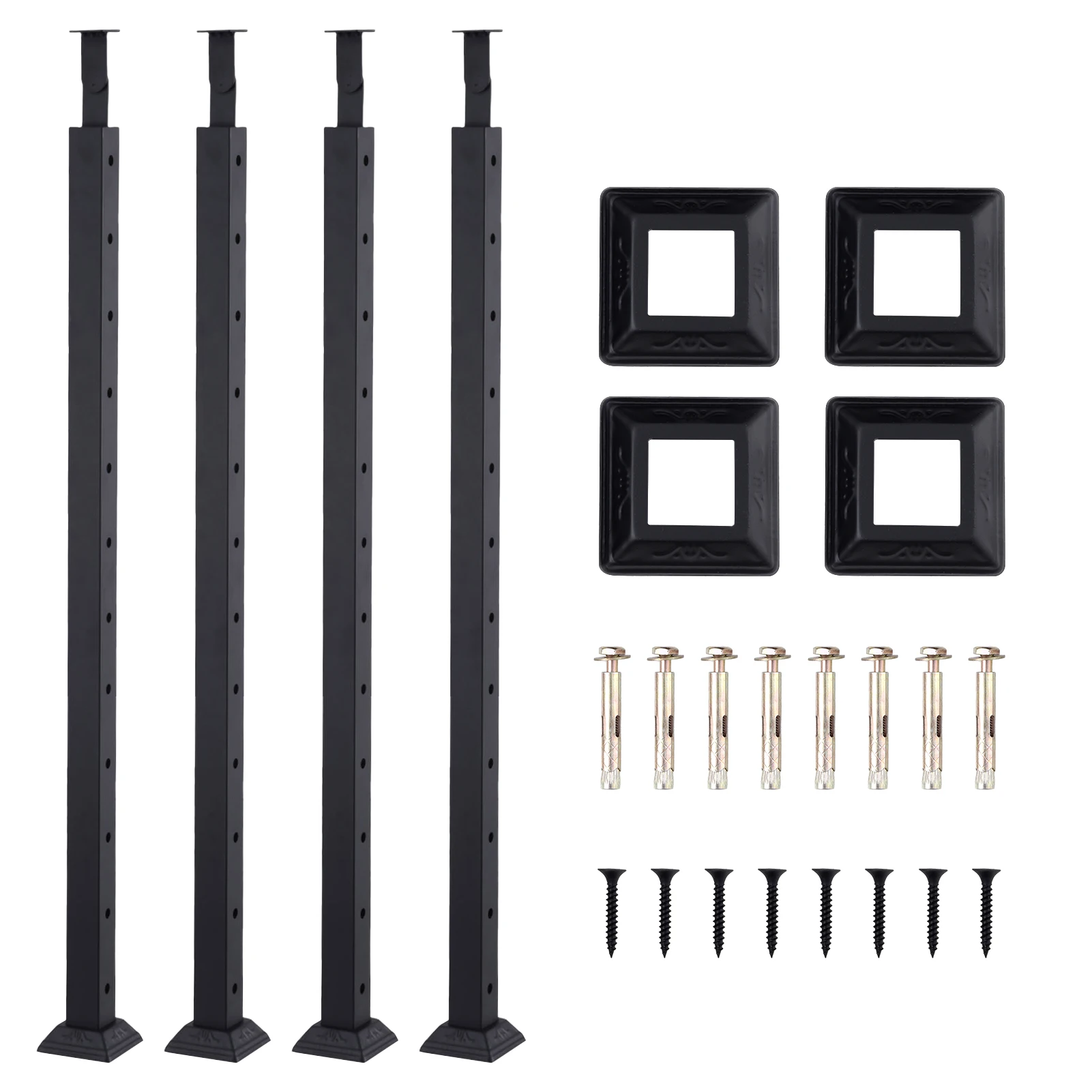 

Cable Railing Post 4 Pieces Decking Railings Black Finish Fence Rail Post for Steps, Balcony, Staircase, Pool Fence