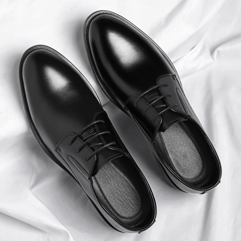 Zapatos de negocios formales de estilo británico para hombre, zapatos de cuero con plataforma informal, nuevo diseñador de moda, primavera y otoño, negro