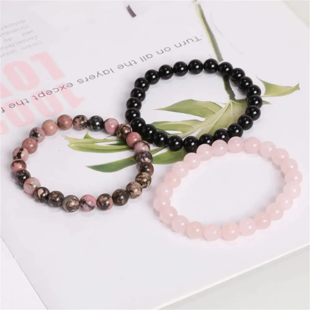 3Pcs/Set 8mm Natural Stone Bracelet Pink Zebra Jaspers Rhodonite Beads Bracelets For Women Men Jewelry Gift Healing Energy image 4