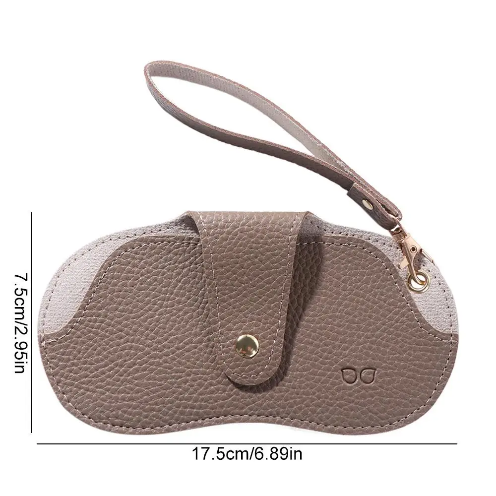 선글라스 파우치 PU 가죽 안경 가방 휴대용 안경 보호 케이스 안경 보관 가방 랜야드 펜던트 안경 클립 포함