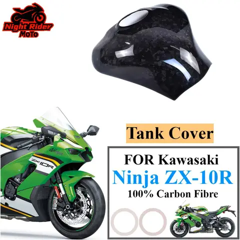 100% 3K Carbon Fiber tank cover，For Kawasaki Ninja ZX-10R 2020 2021 2022 2023 2024 2025+  Motorcycle Modification Accessories